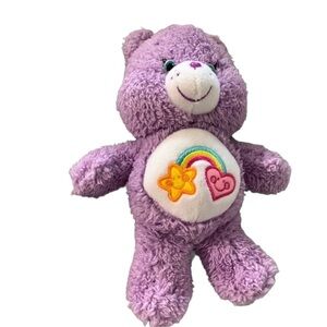 Care Bears Harmony Bear Plush 8" 2016 Purple Star Rainbow Heart Soft Pastel